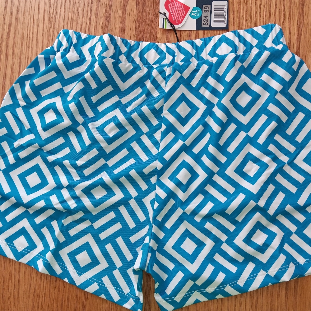 Blue Geometric Girls Golf Skort XL - Picture 4 of 6